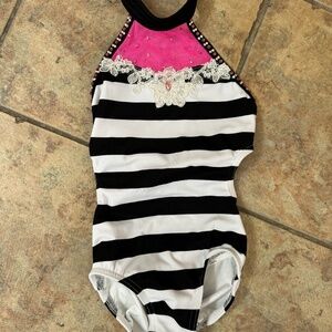 Kids Black/white leotard dance costume